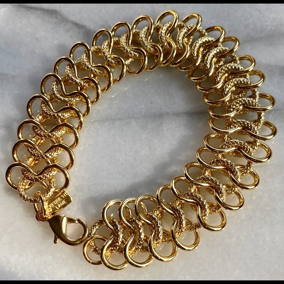 Kenneth Jay Lane 22K Gold Plt Mega Wide Bracelet Y2K - Picture 6 of 16